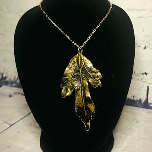 Vintage Real Gold Dipped Leaf Necklace